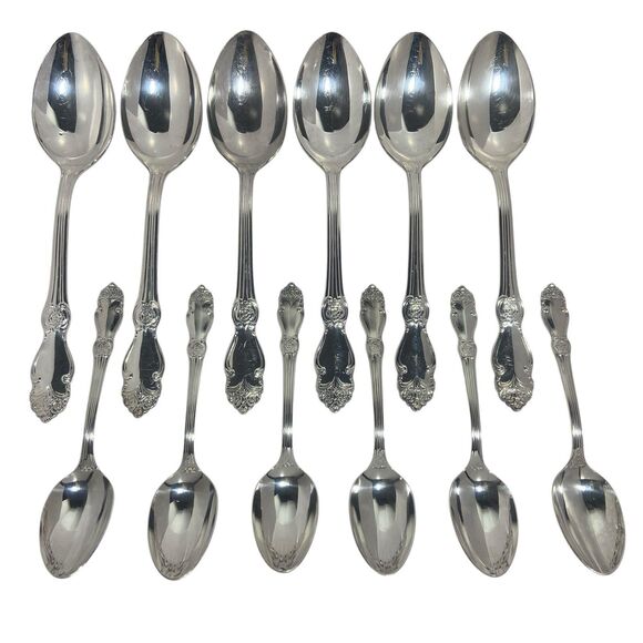 Vintage Soviet USSR Melchior Cupronickel Spoon Set of 6 Tea & 6 Table Spoon МНЦ - Picture 1 of 8